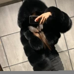 2021 new winter coat jacket women faux fox fur coat with hood fashion short style fake fur coat for lady