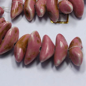 23 X 9 mm Chinese style pink dumpling shaped porcelain beads