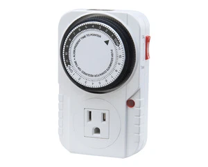 24 Hour Plug-in Mechanical Timer Grounded/Indoor 24-Hour Mechanical Outlet Timer Daily Settings/24-Hour Mechanical Outlet Timer