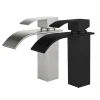 304 stainless steel black waterfall washbasin faucet, hot and cold lead-free four-way basin faucet
