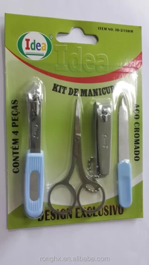 4 Pieces Nail Cutters kit with Manicure scissor and Nail file, blister package for cosmetic applicator