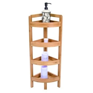 4-Tier Bamboo Storage Rack Multifunctional Bathroom Corner Shelf Wholesale
