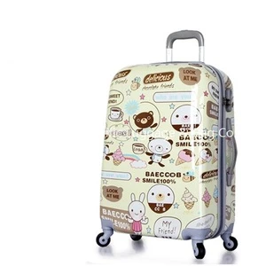 4 universal wheel decent travelling print abs trolley luggage