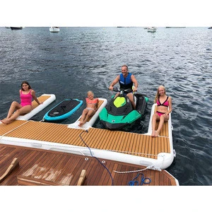 4x3m Teak Drop Stitch Motor Boat Yacht floating Pontoon platform inflatable jetski E shape jet ski dock