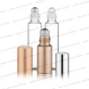 5 ml 15ml clear frosted rose gold glass empty  roll on perfume bottle with metal roller ball