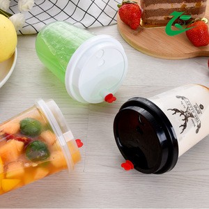 500ml Disposable New design U shape  plastic clear drink cups with lids