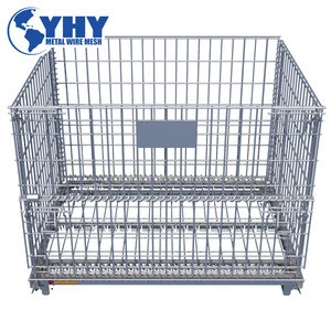 50*150 hole size foldable metal wire mesh movable storage cage