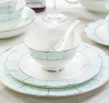 50pcs blue Bone China 50-head tableware set bowl plate set household ceramic tableware daily ceramic dinnerware set