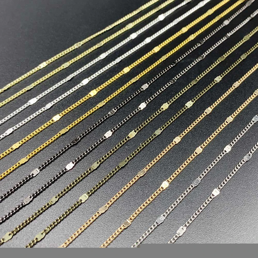5m 10m/lot Silver Bronze Plated Necklace Chains Brass Bulk For DIY Handmade Jewelry Making Findings Materials Wholesale Supplies