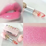 6 colors dry flower nude matte lipstick color changing lip balm lip stick waterproof jelly crystal lipstick