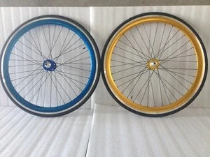 700C fixed gear bike wheel sets flip-flop hubs fixie gear bicycle wheel 43mm/50mm double triple wall alloy rim