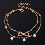8 Shape Double Chain Infinity Endless Love Symbol Beach Anklet Bracelet Adjustable Barefoot Sandals Beach Foot Gift for Women
