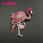 80mm Large Fashionable Crystal Rhinestone Pink Flamingo Bird Brooch