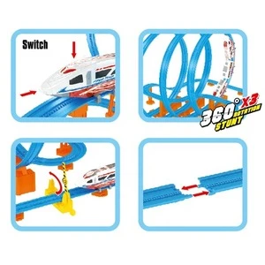 87pcs kids plastic electric train track toy set with sound and light