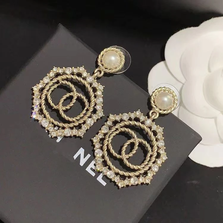925 silver needle earrings new wild fashion diamond earrings letter C earrings jewelry girls  women