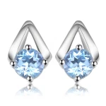 925 Sterling Silver Elegant Design Round Cut Sky Blue Topaz Earrings