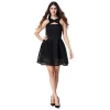 A-line Pleated Fashion Women Boutique Clothes Ladies Summer Loose Halter Sleeveless Black Homecoming Dresses