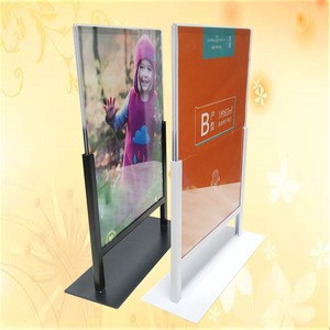 A4 acrylic metal base Makeup Scissors store display Under Eye Pads poster stand Face Lotion sign holder