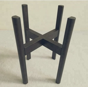 Adjustable Modern Wooden Bamboo Black Plant Stand For Indoor And Outdoor