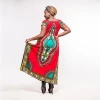 African Dashiki Traditional Print Fit and Flare Red Cotton Summer Bohe Beach Party Dress Fashion Dashiki Dresses For Women