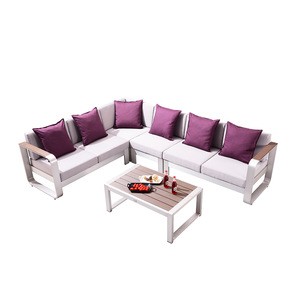 All  weather brushed aluminum patio  garden outdoor furniture sofa with coffee table