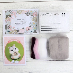 Amazon Hot Sale Kids DIY Toys Wool Felt Mouse Animal Needle felt Kit
