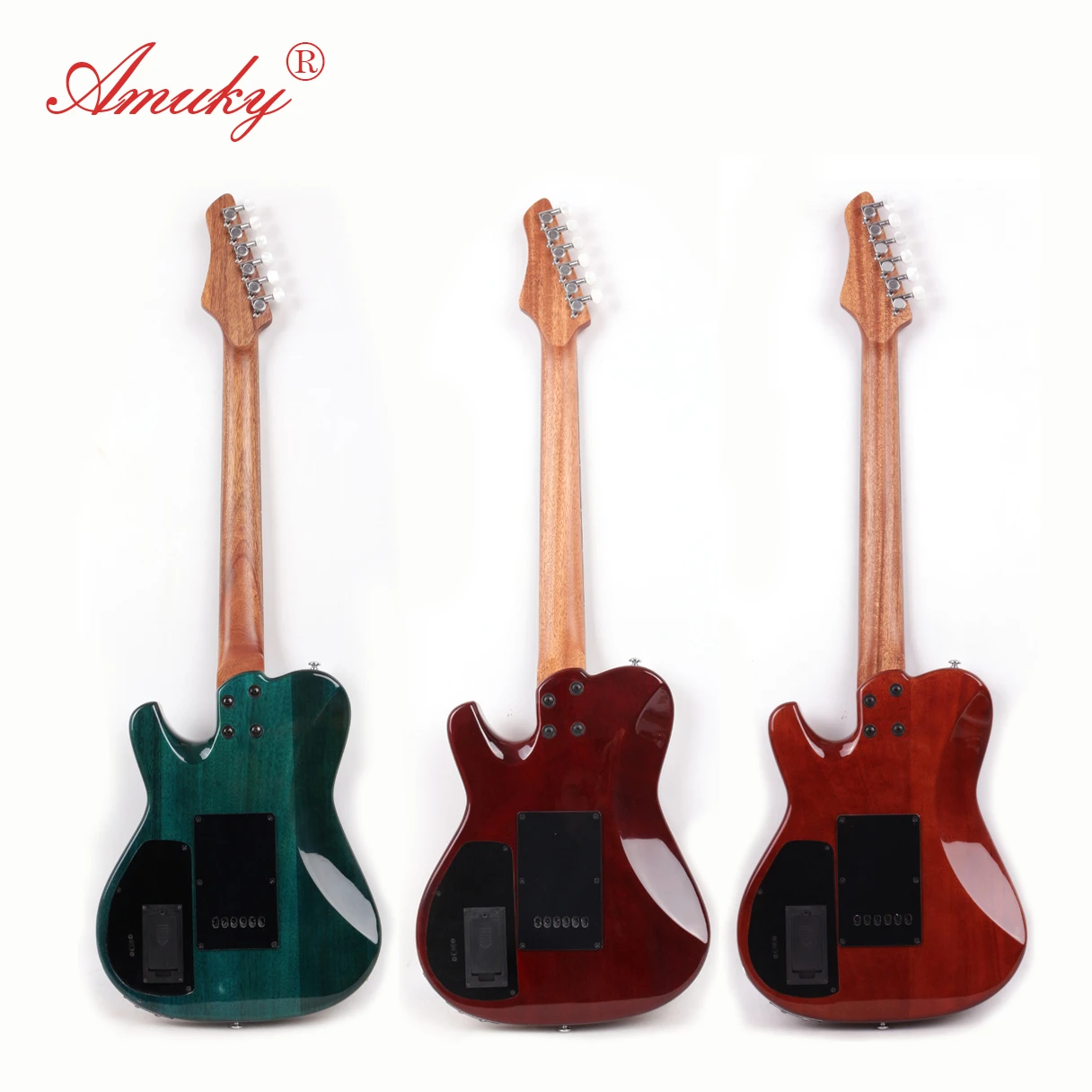Amuky OEM Logo Custom Silent Travel Semi Guitar Guitare Professional With Effects Amplifier Electric Acoustic Guitar