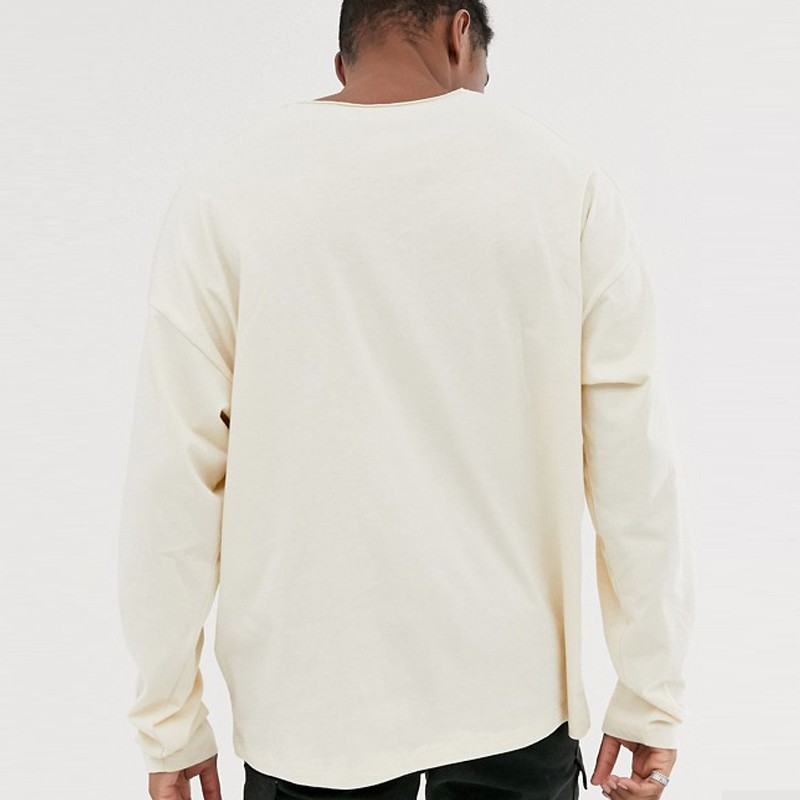 Apparel Design Services Custom V Neck Long Sleeve Oversize Plain 100% Cotton Cheap T Shirts