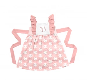 baby fancy dress gallus ball pattern ruffle pink color baby summer dress