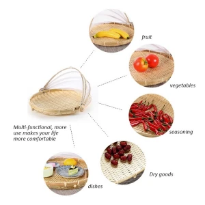 Bamboo fly-proof cover insect-proof basket Dry goods drying basket Bread dish cover fruit dish steamed bread basket