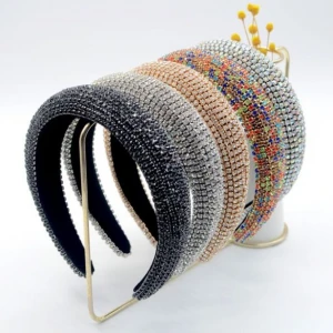Baroque Rhinestone Crystal Headband Velvet Padded Hairbands Hair Accessories For Woman Girls