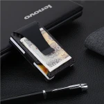 Best Sell Slim RFID Real Carbon Fiber Card Wallet, Men's Aluminum Credit Card Holder with Money Clip Wholesale