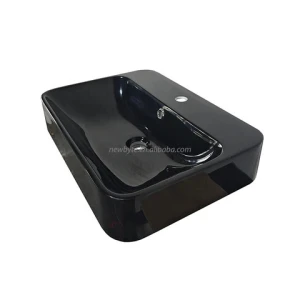 Black Artificial Stone Resin Acrylic Bathroom Cabinet Top Wash Basin Vanity Vessel Sink