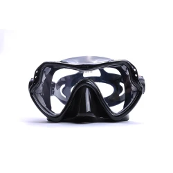 Black low volume spearfishing silicone diving snorkel mask set