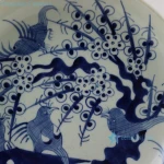 Blue and white wintersweet and bird porcelain plate