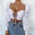 Import Blusas Mujer De Moda 2020 White Puff Sleeve Front Hollow Out Lace Up Sexy Tops And Blouses Women Vintage Shirt from China