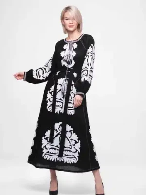 Boho Ukrainian Bridesmaid Boho Lace Dress High Fashion Embroidered Dresses Long Puff Sleeve Designer Custom Embroidery OEM