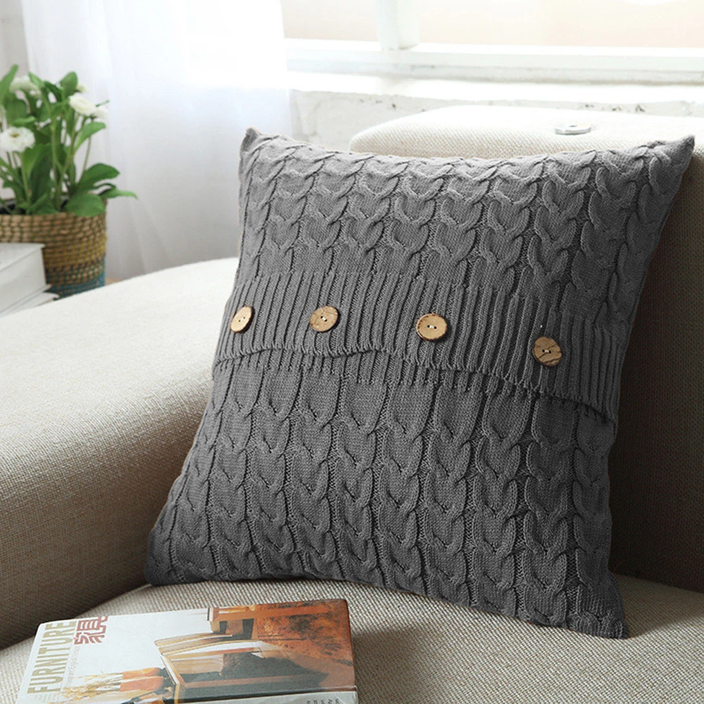 BOJAY 100% Acrylic Pure Color Sofa Decorative Throw Cushion Cover 18*18 inch Bulk Wholesale Cheap Price Knit Throw Pillow Cases