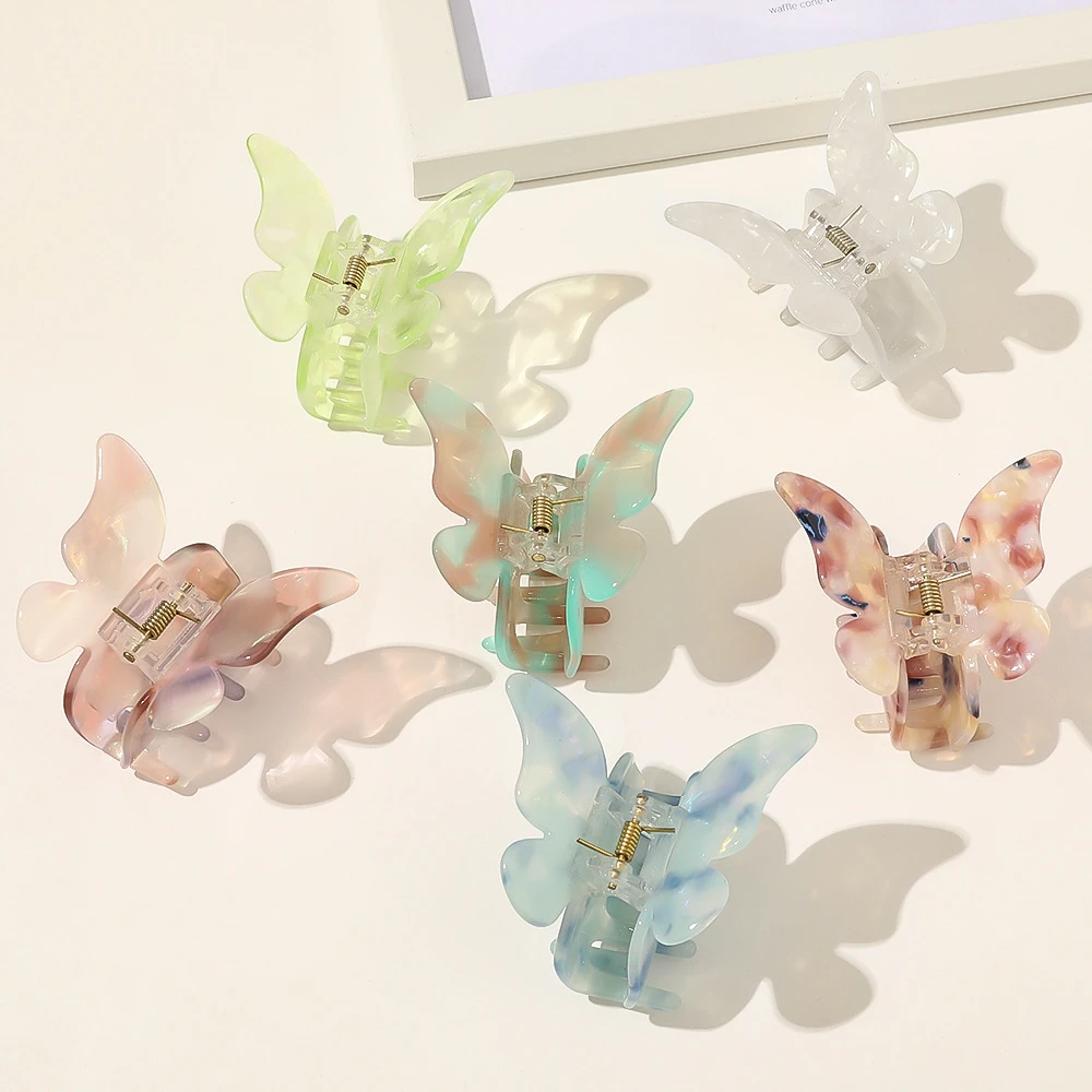 butterfly Jelly Korean catch chuck translucent texture hair accessories clip  clamp temperament horsetail hair claw