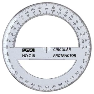 C15 COX Taiwan Dia 15cm 360 Degree Protractor Plastic ruler for Office and School Used