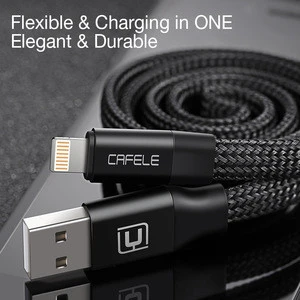Cafele 2017 Newest Drable Usb Charge Cable Cell Phone Flexible Metal Lightn Usb Data Cable for Apple iphone 7/8/x xs xr max