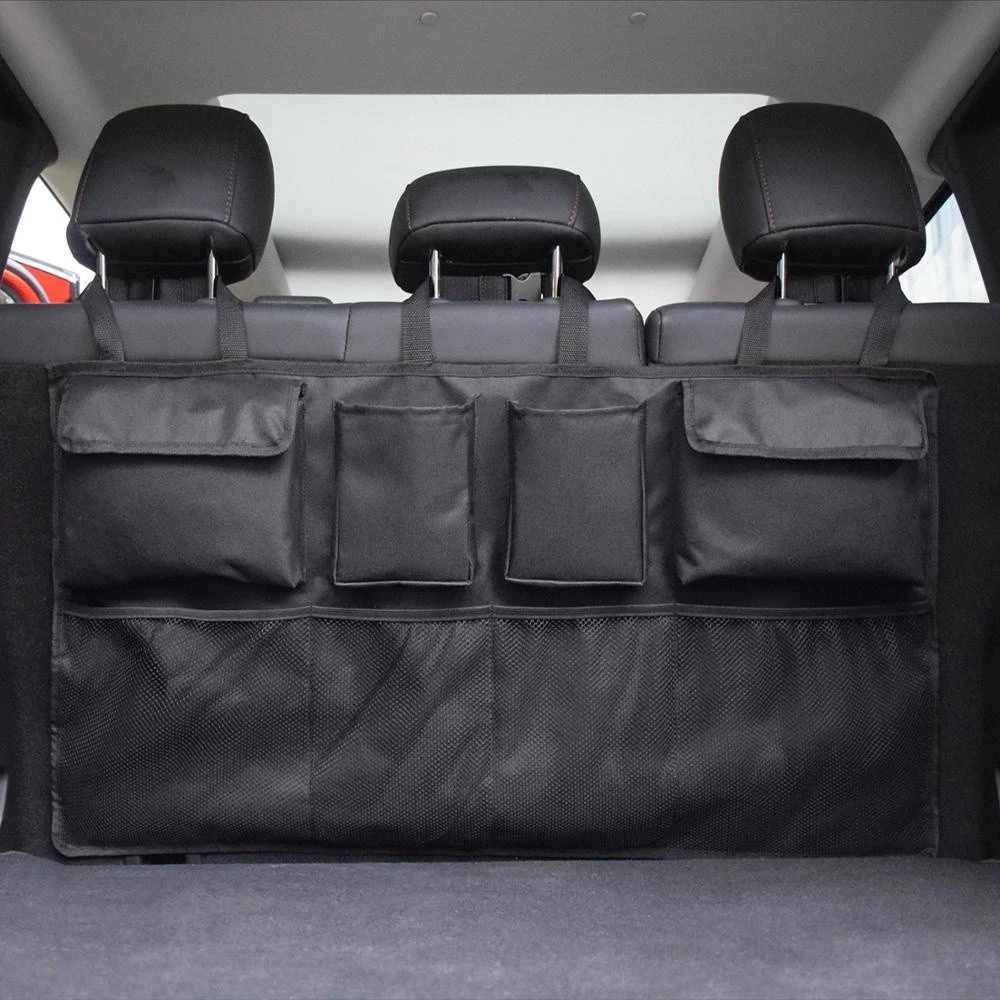 Car Backseat Trunk Cargo Interior Accessories Storage Organizer Bag with Adjustable Straps for SUV, Vehicle, Truck, Auto