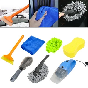 Car Cleaning Kit 8 Piece Set Car Wash Supplies Combination Car Vacuum Cleaner Tool Brush