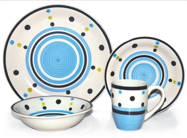 Cheap bulk indian tableware moroccan pottery 16pcs homewares ceramic dinner set