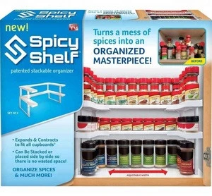 Cheap Stackable Adjustable Plastic Spice Rack for Kitchen Cabinet