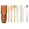 Chinese supplier sale degradable cutlery set bamboo flatware sets for gift