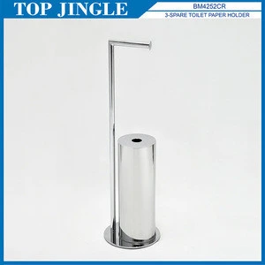 Chrome Color 7 Shaped Angled Toilet Brush Holder and Paper Stand
