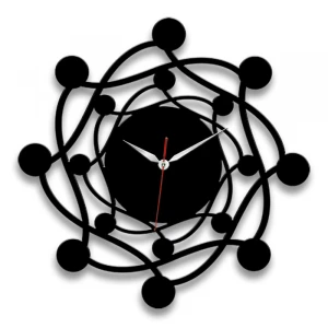 circular black Acrylic Laser Cut Shaped Clock for home decoration