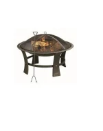 Classical Outdoor Small Package Round Cover Rustic Glass Rocks Pellet Ceramic Cowboy Cauldron Portable Fire Pit Furniture