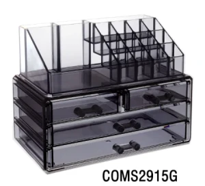 Clear acrylic cosmetic organizer with drawer